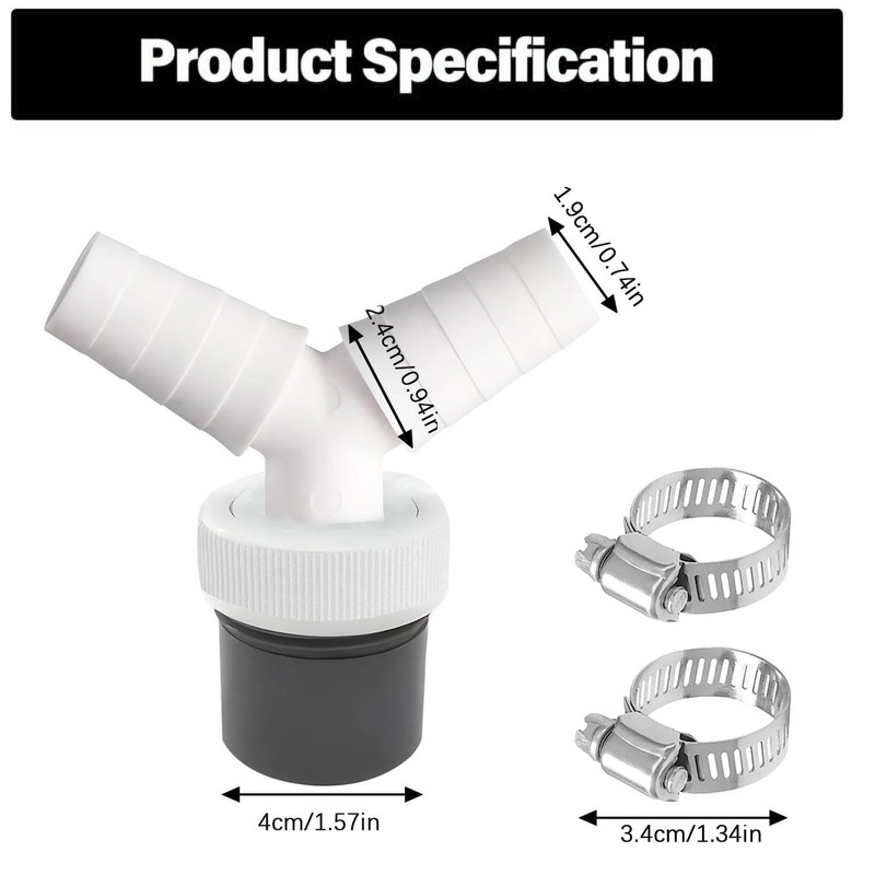 Dishwasher and Washing Machine Drain Adapter with Outlet for Pipe