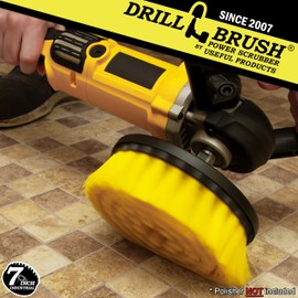 Bathroom Accessories - Cleaning Supplies - Boat Brush - Deck Scrub Brush – 7in - Medium Yellow Bristles - Variable Speed Polisher - 5/8 x 11 Threaded Hub - Tile - Shower Cleaner - Porcelain – Flooring