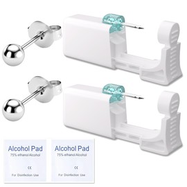 YINPAD Ear Piercing Kit - Disposable Piercing Gun Preloaded with Different Style 4 mm Studs, at Home Self Piercer Kit (Large Silver Ball)