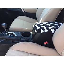 Auto Console Covers- Compatible with The Lincoln LS 2002-2006 Center Console Armrest Cover Fleece -Black with White Bones