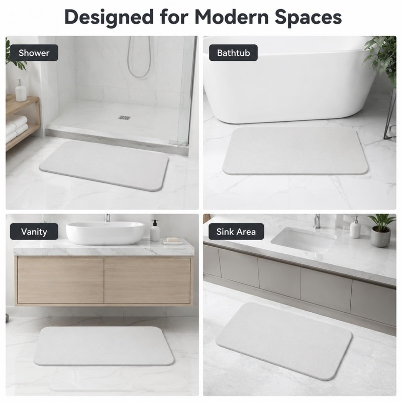 Stone Bath Mat Quick Dry, Diatomaceous Earth Bath Mat Non