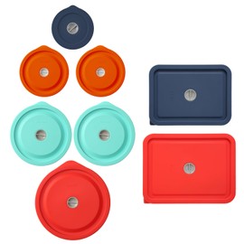 Replacement Lids for Pyrex 7202-PC 1Cup, 7200-PC 2Cup, 7201-PC 4Cup, 7402-PC 6/7Cup, 7210-PC 3Cup and 7211-PC 6Cup Rectangle, Silicone Cover for Glass Bowl 8 Pack