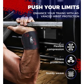HiRui Elite 18" Weightlifting Wrist Wraps - Professional-Grade Ultimate Support & Comfort for Weightlifting, CrossFit, Bodybuilding & Strength Training, Durable & Fully Adjustable (Black/Heartbeat)