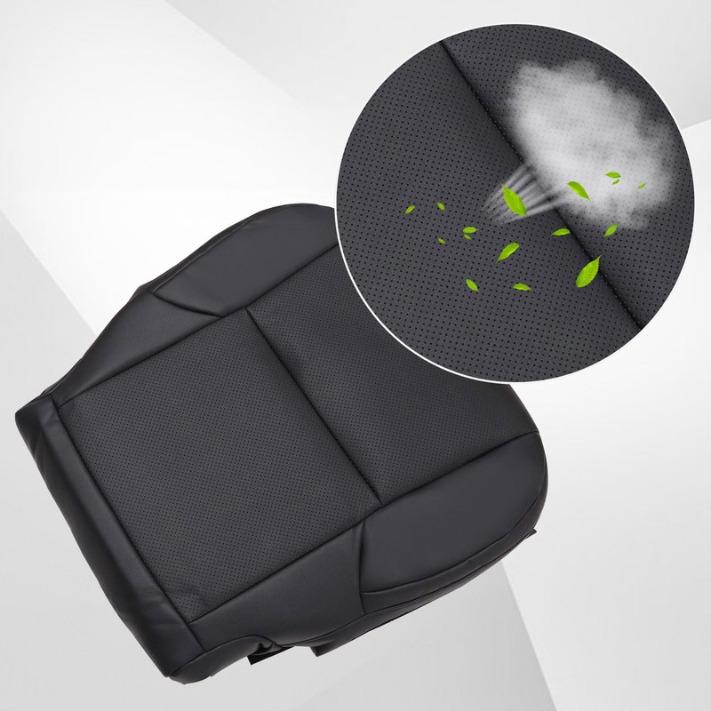 FZJDSD Black Driver Side Bottom Perforated Leather Seat Cover Compatible
