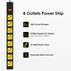 20Amp Power Strip Surge Protector, Durable Metal 8-Outlets with Heavy