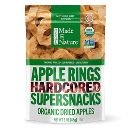 Made In Nature - Organic Apple Rings Dried Fruit, 3 Ounce (Pack of 6) - Non-GMO Vegan Dried Fruit Snack