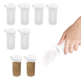 Pack of 6 Plastic Salt Shakers, Extra Small Salt Shakers, Small Lid 6 g for Spice Jars, Camping, Lightweight, Spice Container Camping for Travel, Transparent, Dustproof