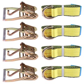 CCIYU Durable 4set(12x) Lasso Wheel Lift Straps 2" Ratchets J Finger Hooks Tow Truck Tie Down