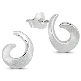 Vinani 2OST Spiral Stud Earrings Playfully Brushed 925 Sterling Silver, Sterling Silver, No Gemstone