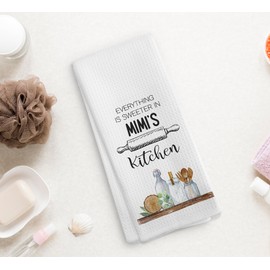 NOQL Mimi's Kitchen Towels and Dishcloths, Mimi Gifts Gift for Grandma from Grandkids, Mimi Gifts for Mothers Day Christmas Birthday, Mimi Drying Cloth Hand Towels Tea Towels for Kitchen, 16×24 Inches