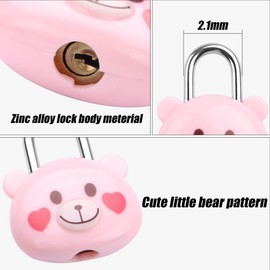 Cute Little Bear Lock with Keys, Mini Padlock for Gym Lockers, School Lockers, Diaries, Jewelry Boxes, Suitcases & Backpacks Luggage Locks - (2PCS) (Pink)