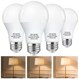 MorningLight A19 3-Way LED Light Bulbs 15 40 60Watt Equivalent, Warm White 2700K, E26 Medium Base, 9W A19 Three Way Light Bulbs for 3-Way Lamp Socket, 250/550/800 Lumens, 4 Pack