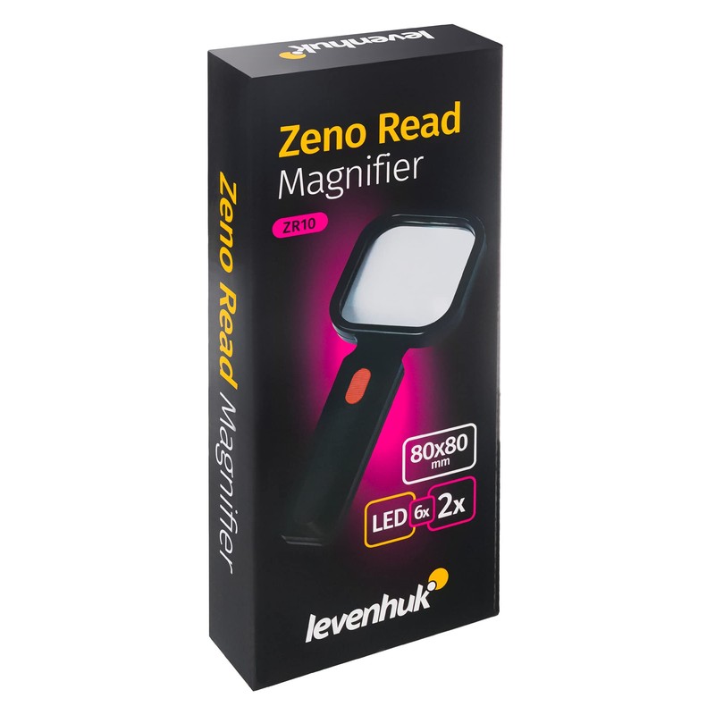 Levenhuk Zeno Read ZR10 Lightweight Handheld Black Magnifier with LED