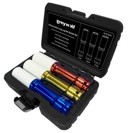 Greywolf 3 pcs Long Wheel Nut Socket Set，1/2 Inch Drive Nut Socket Set, Score Nut Thin Wall Wheel Impact Deep Socket Set, Extra Long 150mm Deep Socket for Wheel Nut Remover, Metric Sizes 17 19 21mm