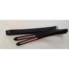 Cwell Equine PINK Crystals Bling Stirrups Black Leathers (54" Black)