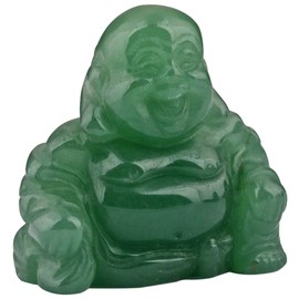 Nupuyai Green Aventurine Laughing Buddha Figure Gemstone Crystal Lucky Buddha Healing Stone Feng Shui Decoration