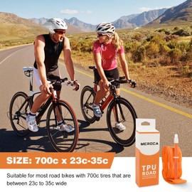 TINGSING 2 Pack TPU Inner Tubes 700C x 23-35C Bike Tube 27.5'' Bicycle Tire Tube with 45L/65L/80L Presta Valves, Cycling Tubes for Road, MTB, Kids Bike, Thicken 2.5mm,45L,Orange