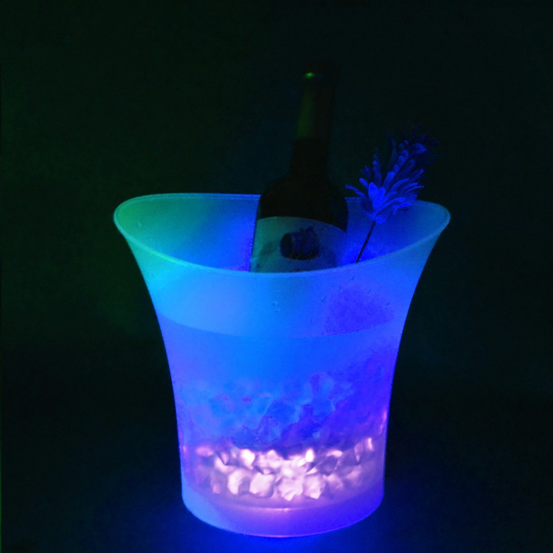 LED Ice Bucket Color Changing Wine Bucket Round Plastic Ice
