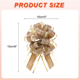 MECCANIXITY 10pcs 4 Inch Big Pull Bow Gift Wrapping Organza Bows Vintage Ribbon Brown for Wedding Christmas Car Baskets Presents