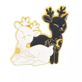Unbranded Reindeer Wiccan Magic Pin Gothic Black & White Deer Holiday Pin Backpack Pin