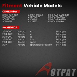 AOTPAT Accord 2.4L Output Alternator for:-Honda Accord Sport Ex Ex-l Lx Lx-s 2014 2015 2016 2017 2.4L, Accord Sport Special Edition 2017, 12V 110Amp Upgraded Replacement Alternator, OE# 31100-5A2-A02