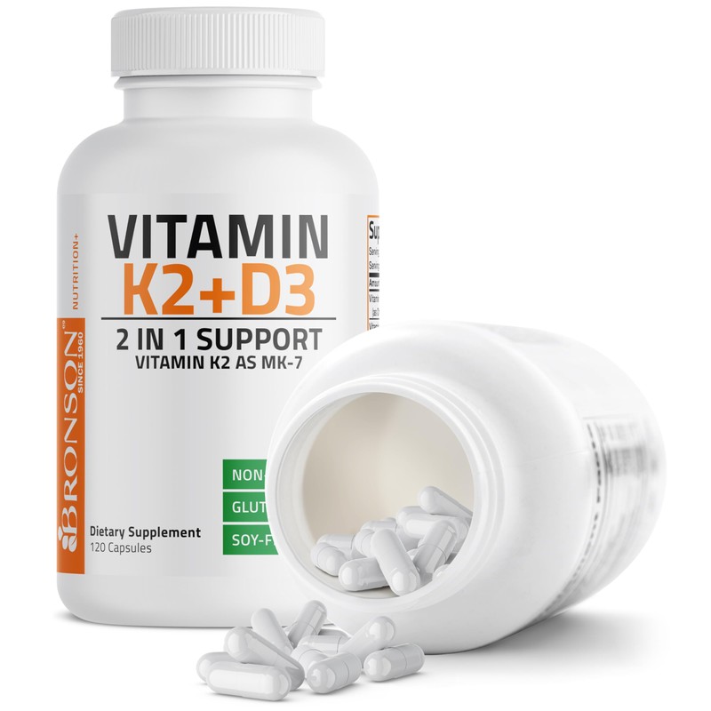 Bronson Vitamin K2 (MK7) with D3 Supplement Non-GMO Formula 5000