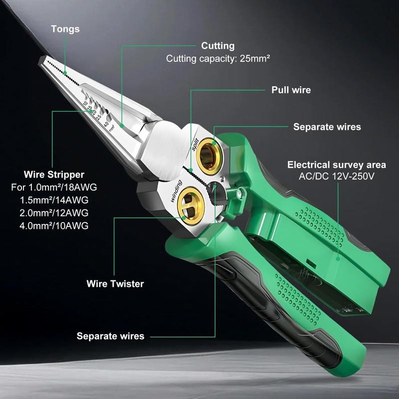 8 in 1 Wire Stripper with Voltage Tester, Multi-function Cutting
