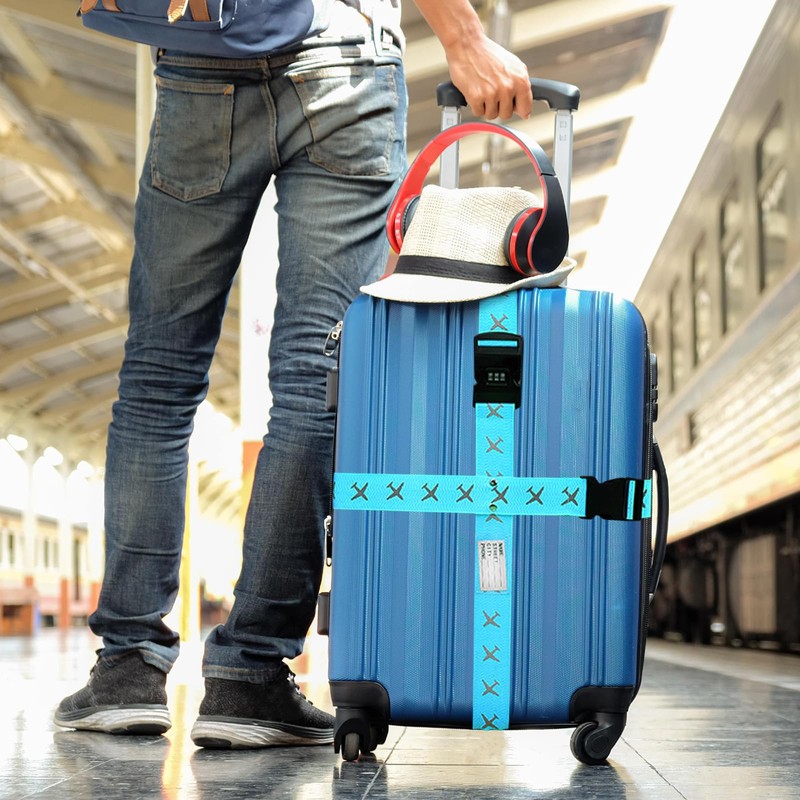 2 PCS Luggage Straps with Coded Lock, 200cm Adjustable Travel