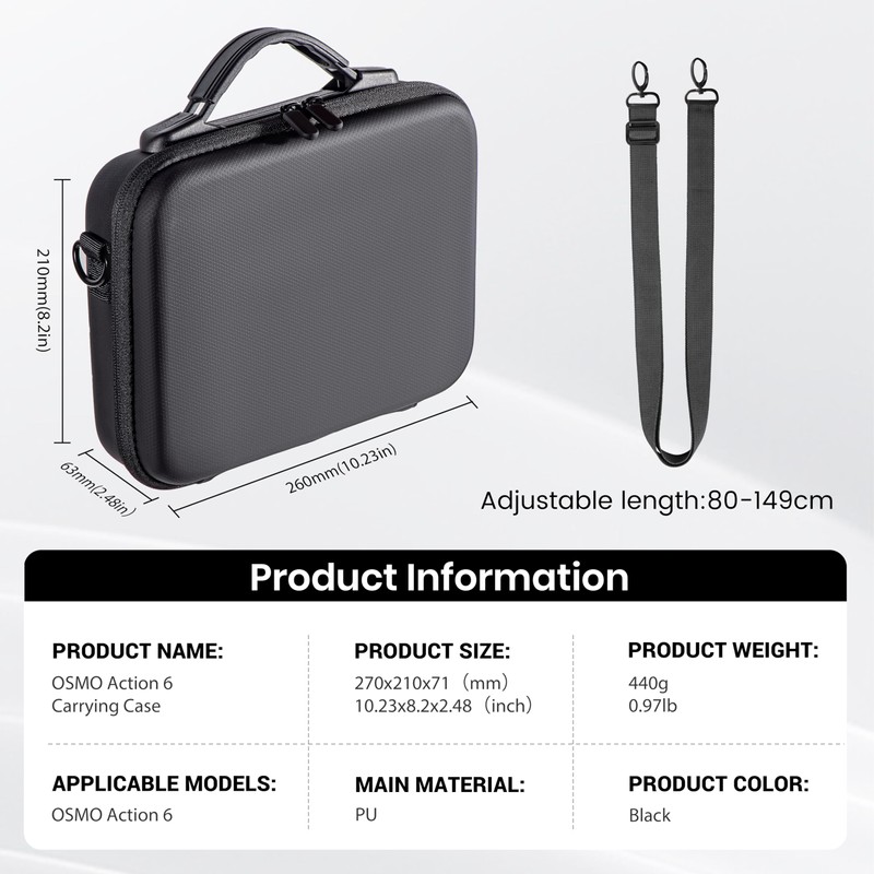 STARTRC DJI Osmo Action 6 Case, Waterproof Portable Shockproof Carry
