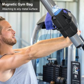 Panmout Magnetic Gym Bag with 27 oz Gym Bottle, Water Bottle Holder Pouch Carrier Bag with Adjustable Strap, Side Pockets, for Outdoor Workout (Black)