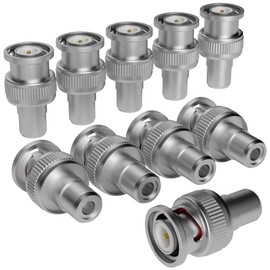 BNC to RCA Adapter (10 Pack) BNC Male to RCA Female Connector Coaxial Coax RG6 Adapter Kit Coupler for CCTV-6/10/20 Pack+4 Types for Selection