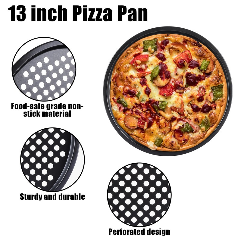ASelected 3Pcs Pizza Pan, 33Cm,12.9 Inches Non Stick Dishwasher Safe