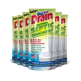 Doctor Drain Monthly Natural Septic Tank Treatment - One Flush Septic Enzyme Treatment Packets, Eliminates Odors Effectively, Prevents Septic Backup, Safe for All Pipes (Packet of 6)