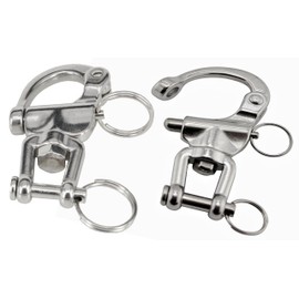 MAMDAFAON Pair of 2-3/4" Jaw Swivel Snap Shackle 316 Stainless Steel Metal Clasps，Quick Release Snap Hook for Sailing Rigging Shackles