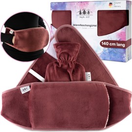 Generisch Maybe-ECO® Hot Water Bottle Belt Set - Extra Long 140 cm Heat Belt - Extra Lint-Free - Periods Heat Belt - Perfect for Back, Belly and Neck, Sunset