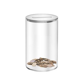Clear Acrylic Money Box 2.75”× 2.75”× 4.52” Transparent See Through Money Saving Box Piggy Bank for Adults Kids