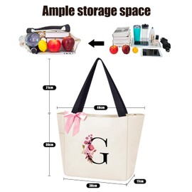 Vavabox Women's A-Z Zip Shoulder Bag, Gifts for Women, Brides and Bridesmaids, Work, Travel, Shopping, School, beige, G