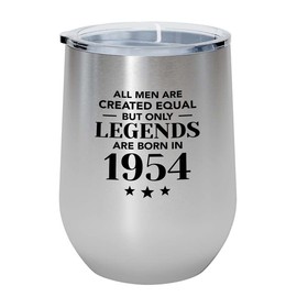 Flairy Land Birthday Silver Edition Wine Tumbler 12oz - Only Legeands Born 1954 B - Gifts For Men Birthday Turning 69 Years Old 1954 Vintage Dad Grandpa Husband Brother