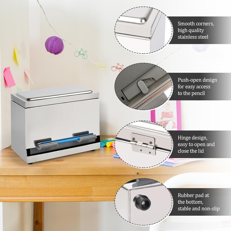 Creproly Stainless Steel Pencil Dispenser/Pen Holder for Classroom Home Restaurant