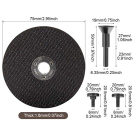 6pcs/Set Cut Off Wheel with 1/4 Stem Mounting Mandrel for Die Grinder, Metal Cutting Wheels Cutter Discs for Metal & Steel Rotary Tool Drill Attachment Bolt Cutter Discs(Color:Black)