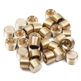 1/8" NPT Brass Pipe Plugs - Internal Hex Socket 1/4 Male Thread Pipe Plug Set, Counter Sunk Hex Pipe End Caps for Sealing Pipe Ports, Plumbing Fitting Adapter, 30Pcs
