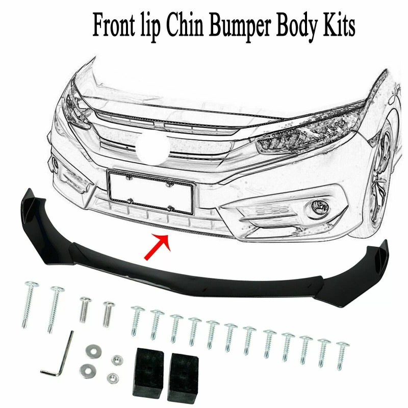 DTOUCH For 2013-2021 Acura ILX Gloss Black Front Bumper Lip