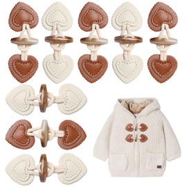 Pack of 8 Toggle Buttons Toggle Fastener Children's Duffle Coat Closure Beige and Brown Leather Buttons for Jacket Jumper Coat Children's Clothing Coat or Other Handmade DIY Clothing