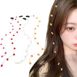 Generic Flower Resin Tassel Invisible Streamline Insert Hairpins Flower Hair Extensions with BB Clip Sweet Flower-Shaped Korean Style Decorative Hair Accessories for Women 4 Pcs
