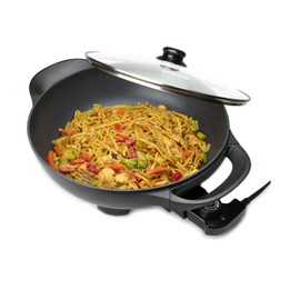 Brentwood Appliances SK-69BK 13-Inch Non-Stick Flat-Bottom Electric Wok Skillet with Vented Glass Lid