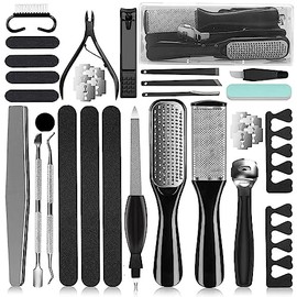 Kit de pedicura 36 en 1, herramientas profesionales de pedicura Raspador de pies para eliminar las pieles muertas para el hogar y el cuidado en el salón