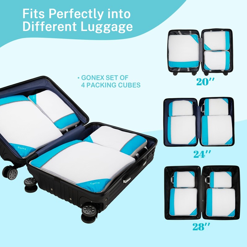 Compression Packing Cubes, Gonex Extensible Storage Mesh Bags Organizers, D:
