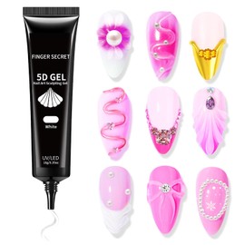 3D Nail Sculpting Gel White 3D Sculpting Gel Glue for Nail Tips Charms - 10g No Wipe Perfect for Drawing Buildergel