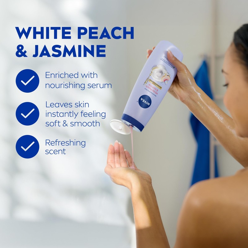 NIVEA Refreshing White Peach and Jasmine Body Wash with Nourishing