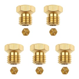Arvoni Pack of 5 gas nozzles for gas grill, universal gas nozzles, injectors, brass gas jet nozzles, burner nozzles, thread M6 x 0.75, 1 x 0.50, 2 x 0.70, 1 x 0.87, 1 x 10.2 mm